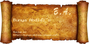 Bunya Abdiás névjegykártya